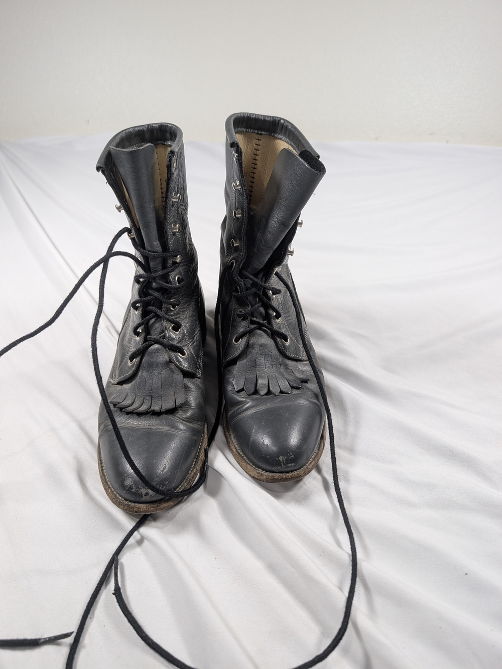 Vintage Justin Black Leather Lace-Up Kiltie Roper Boots – Women’s 7.5 B